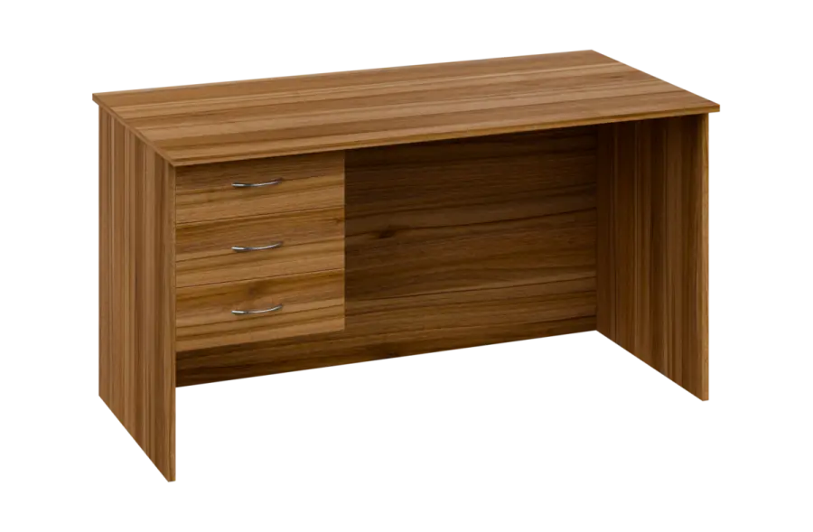 CPL 28 - 14Z13 stůl kancelářský, 3-zásuvkový, levý, dřevěná podnož, deska 25 mm, široký 1400 mm, ořech světlý